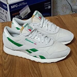 Reebok Classic Nylon White Green Men’s Low Top Athletic Shoes Sneakers Siz8